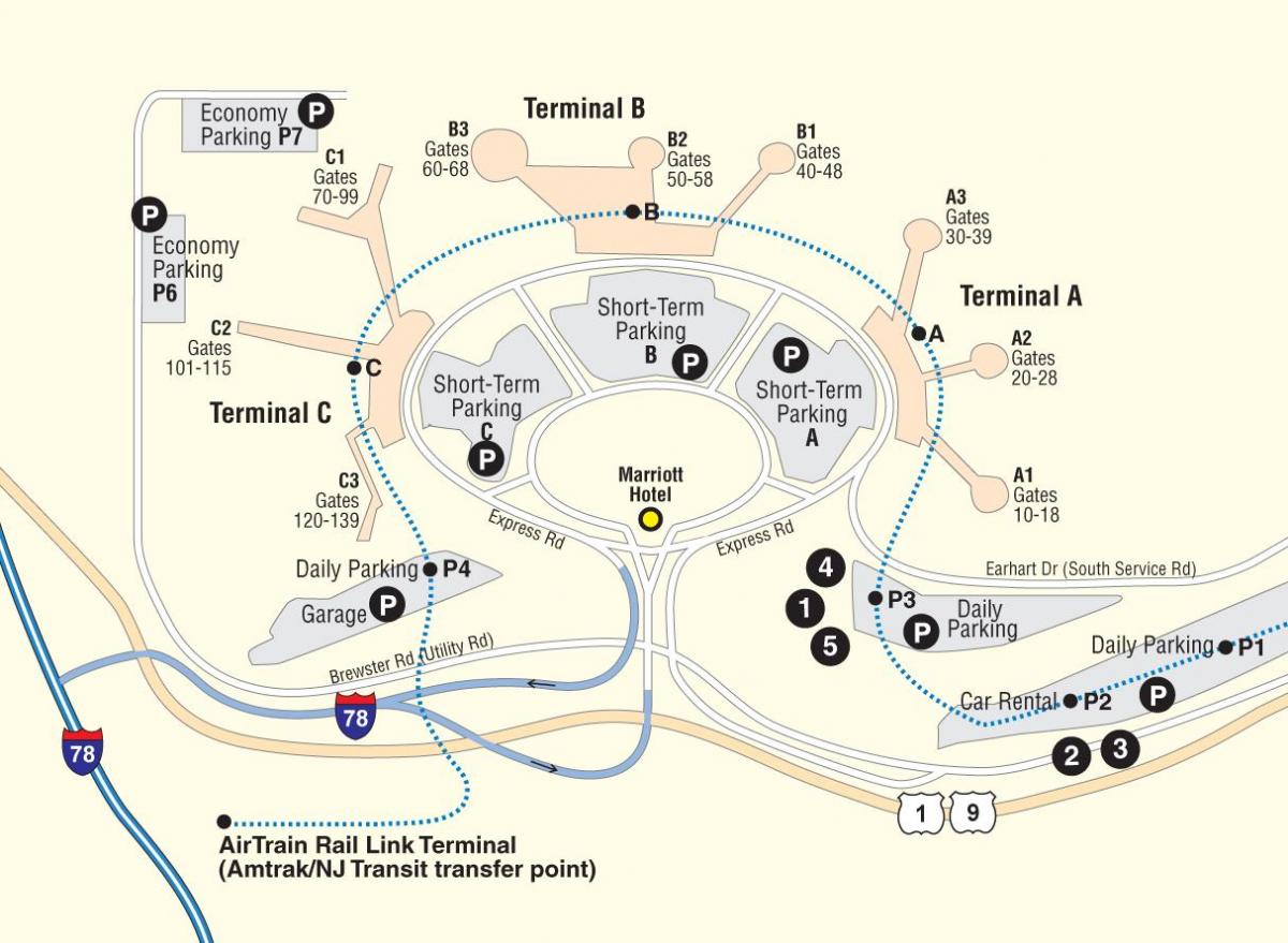 Newark Terminal Mapa Newark Aeroporto Porta Mapa Nova York EUA   Newark Terminal Mapa 